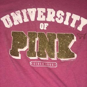 VS PINK pink large tee “University of PINK”